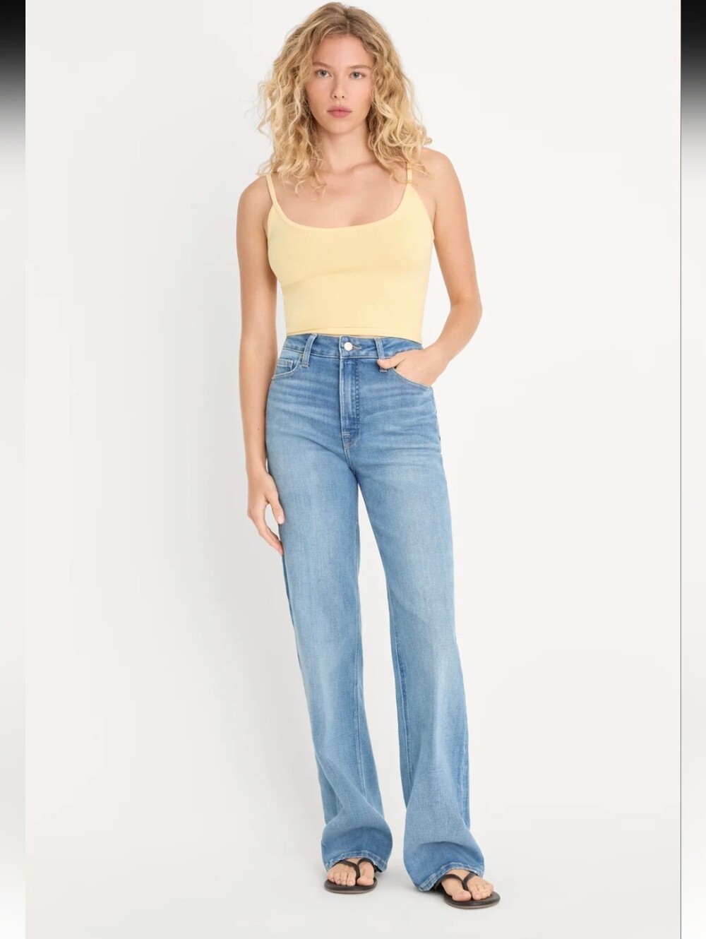 Good American Light Blue Straight Leg High-Rise Jeans